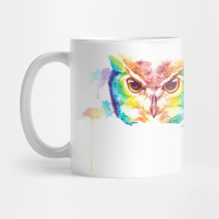 Rainbow Watercolor Owl Mug